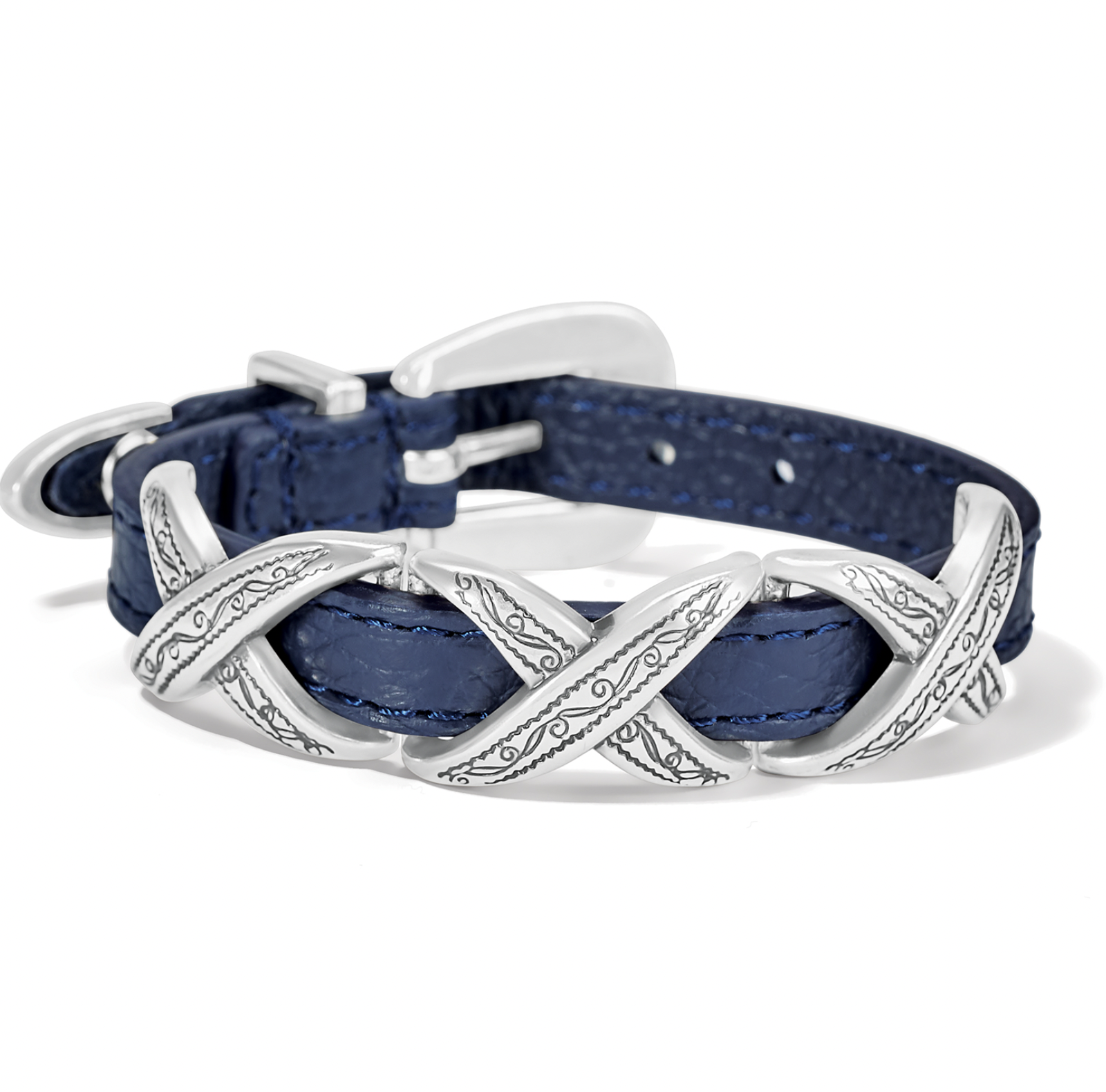 BRIGHTON FRENCH BLUE KRISS KROSS ETCHED BANDIT BRACELET