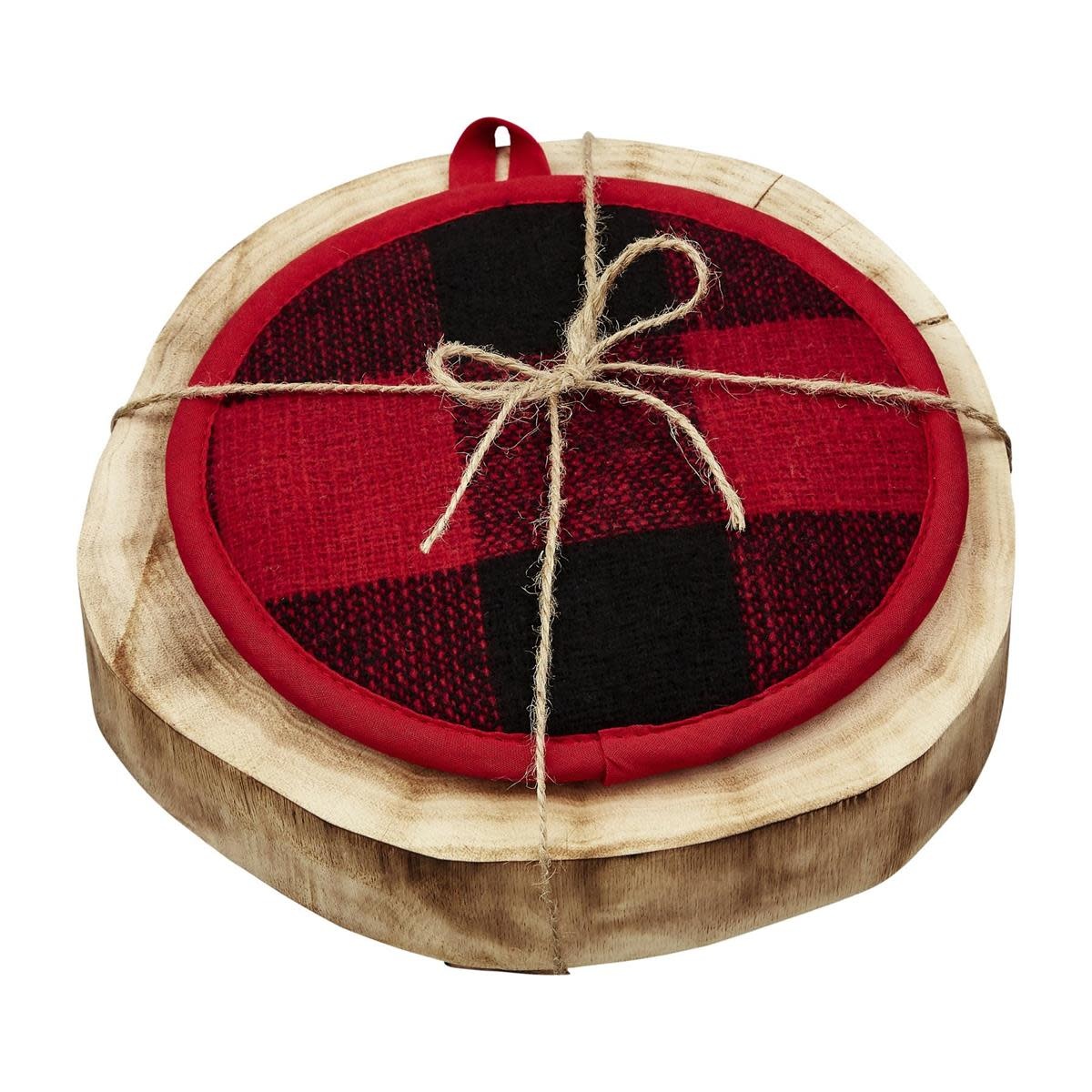 MUD PIE CHECK POT HOLDER & TRIVET SET