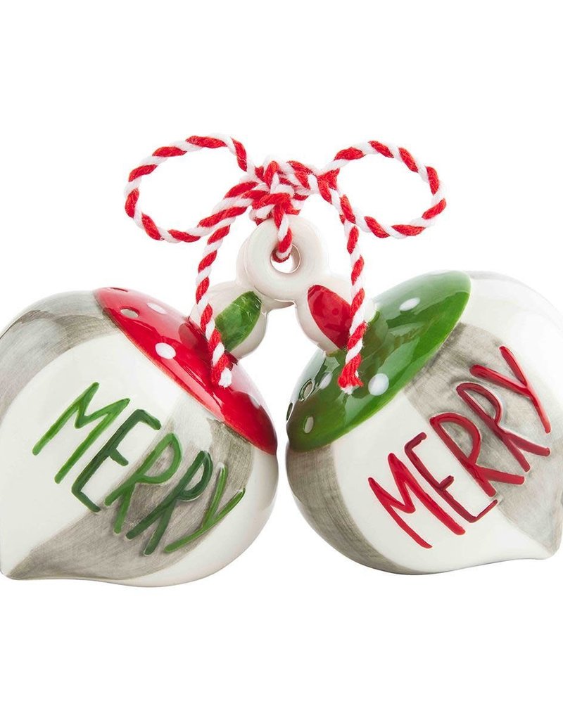 MUD PIE MERRY ORNAMENT SALT & PEPPER SET