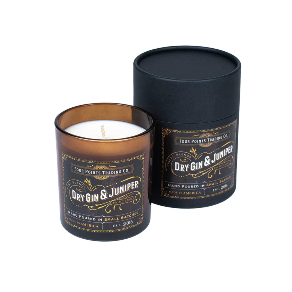 FOUR POINTS TRADING CO DRY GIN & JUNIPER 8 OZ SOY CANDLE FOUR POINTS TRADING CO DRY GIN & JUNIPER 8 OZ SOY CANDLE