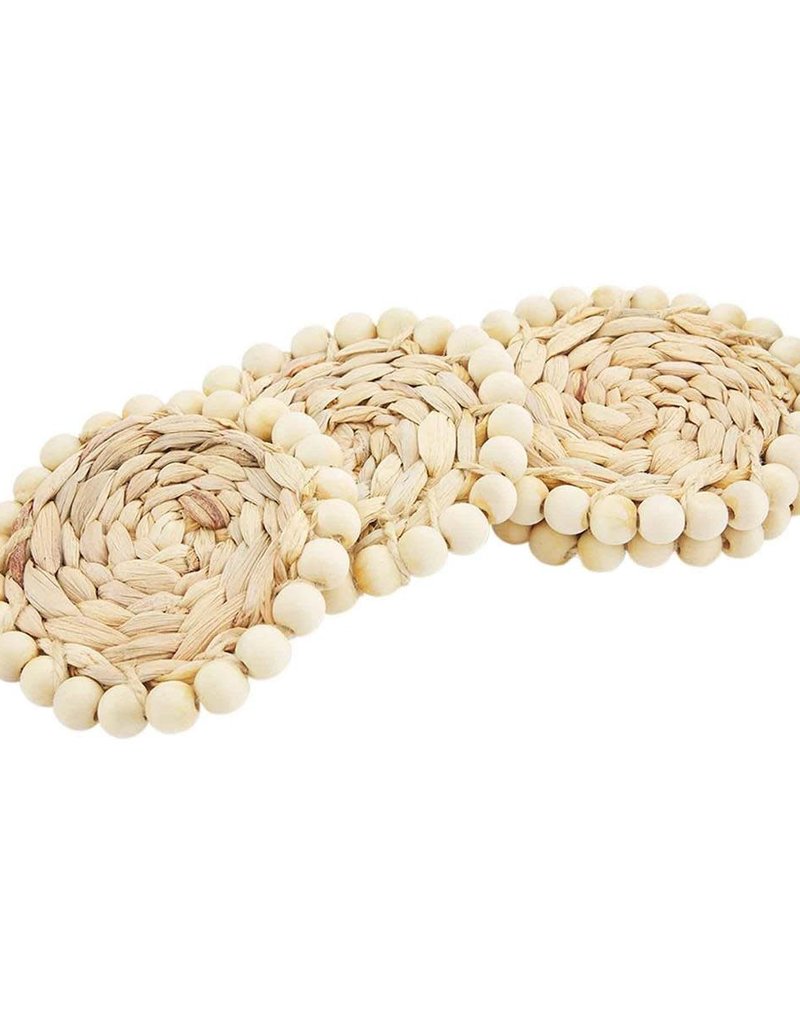 MUD PIE BEADED HYACINTH COASTER SET