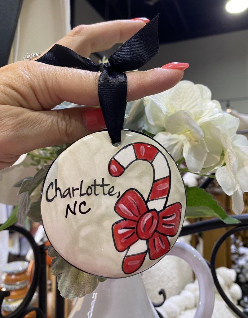 NOLA WATKINS CHARLOTTE, NC CANDY CANE ORNAMENT