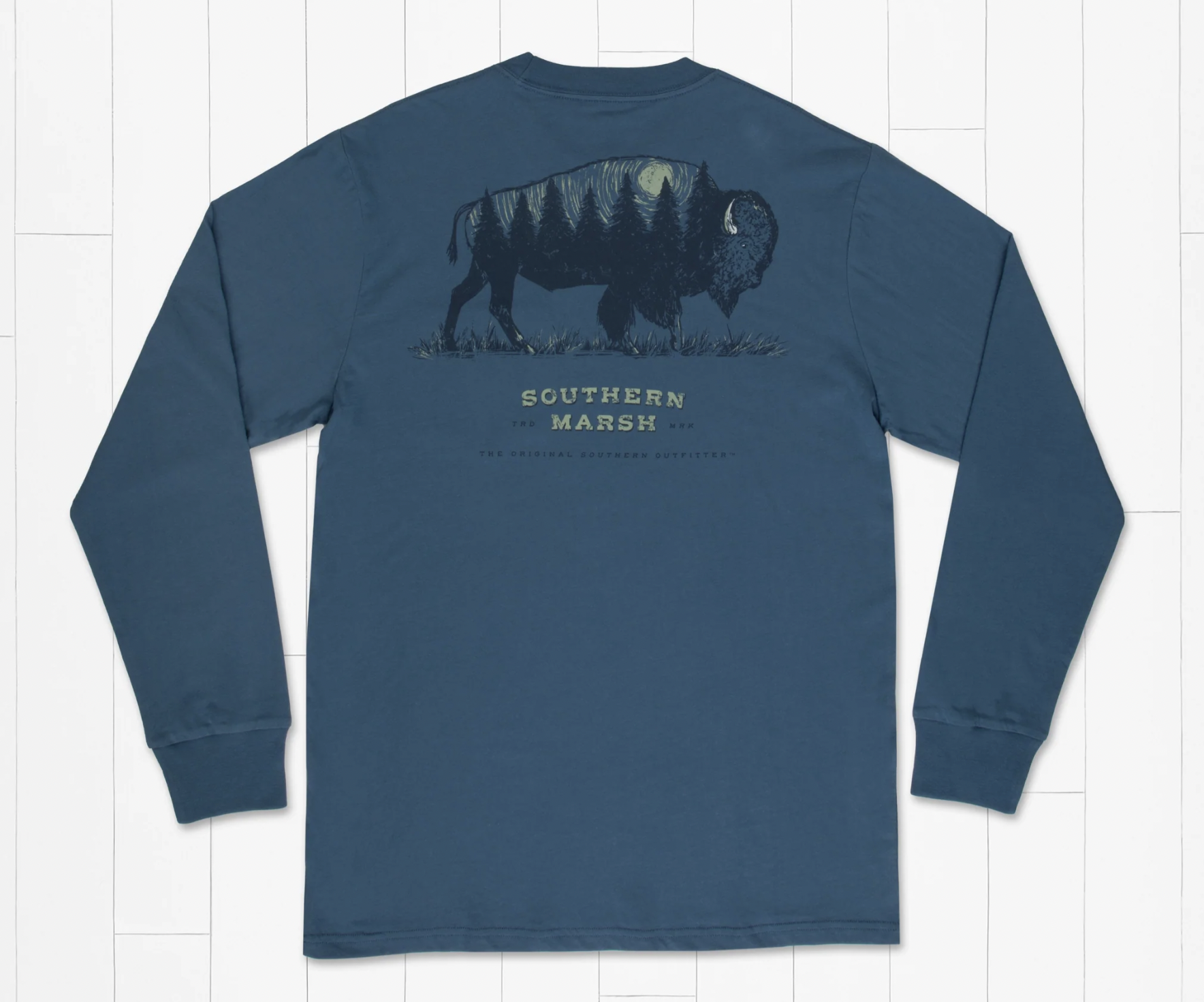 SOUTHERN MARSH STARRY BUFFALO LS TEE-SLATE