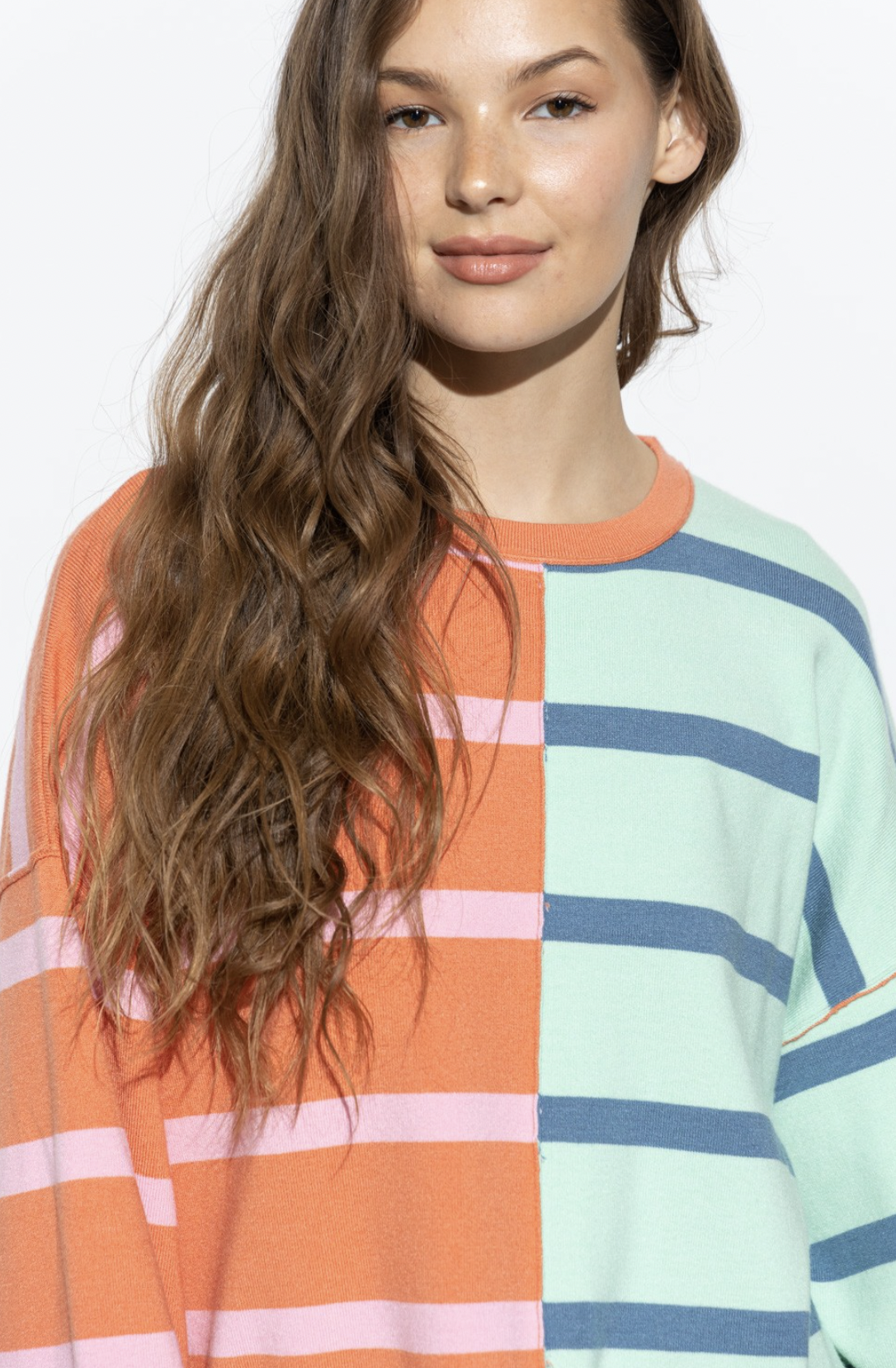 POLAGRAM ORANGE MULTI 2-TONE STRIPE SWEATER POLAGRAM ORANGE MULTI 2-TONE STRIPE SWEATER
