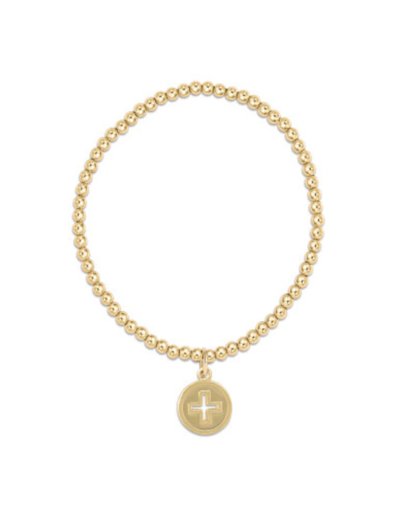 ENEWTON CLASSIC GOLD 3MM BEAD BRACELET - SIGNATURE CROSS GOLD DISC
