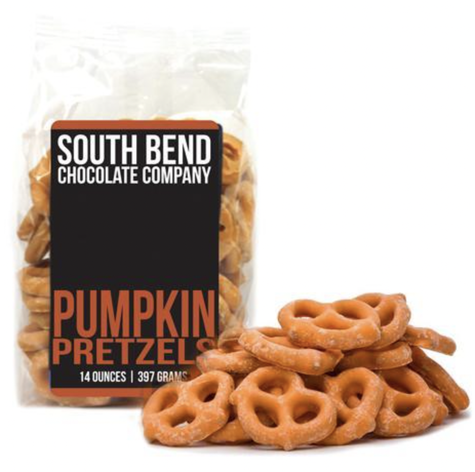 SOUTH BEND CHOCOLATE CO SOUTH BEND PUMPKIN PRETZELS SOUTH BEND CHOCOLATE CO SOUTH BEND PUMPKIN PRETZELS