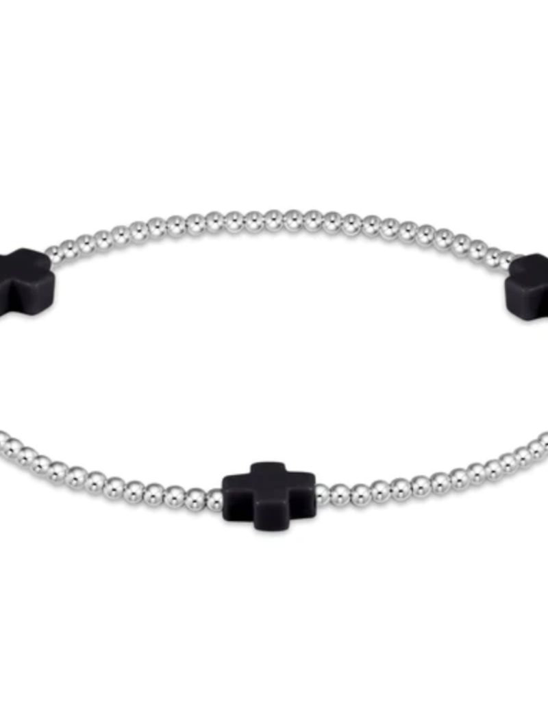 ENEWTON SIGNATURE CROSS STERLING PATTERN 2MM BEAD BRACELET - ONYX