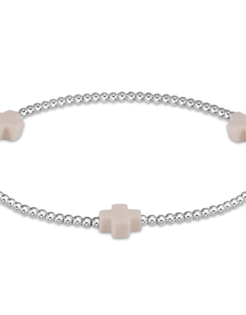 ENEWTON SIGNATURE CROSS STERLING PATTERN 2MM BEAD BRACELET - OFF-WHITE