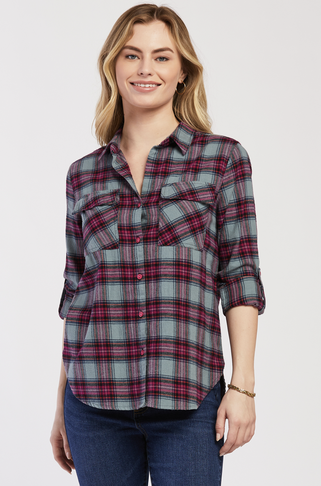 VELVET HEART TALMA SHIRT IN ROSE SAGE PLAID VELVET HEART TALMA SHIRT IN ROSE SAGE PLAID