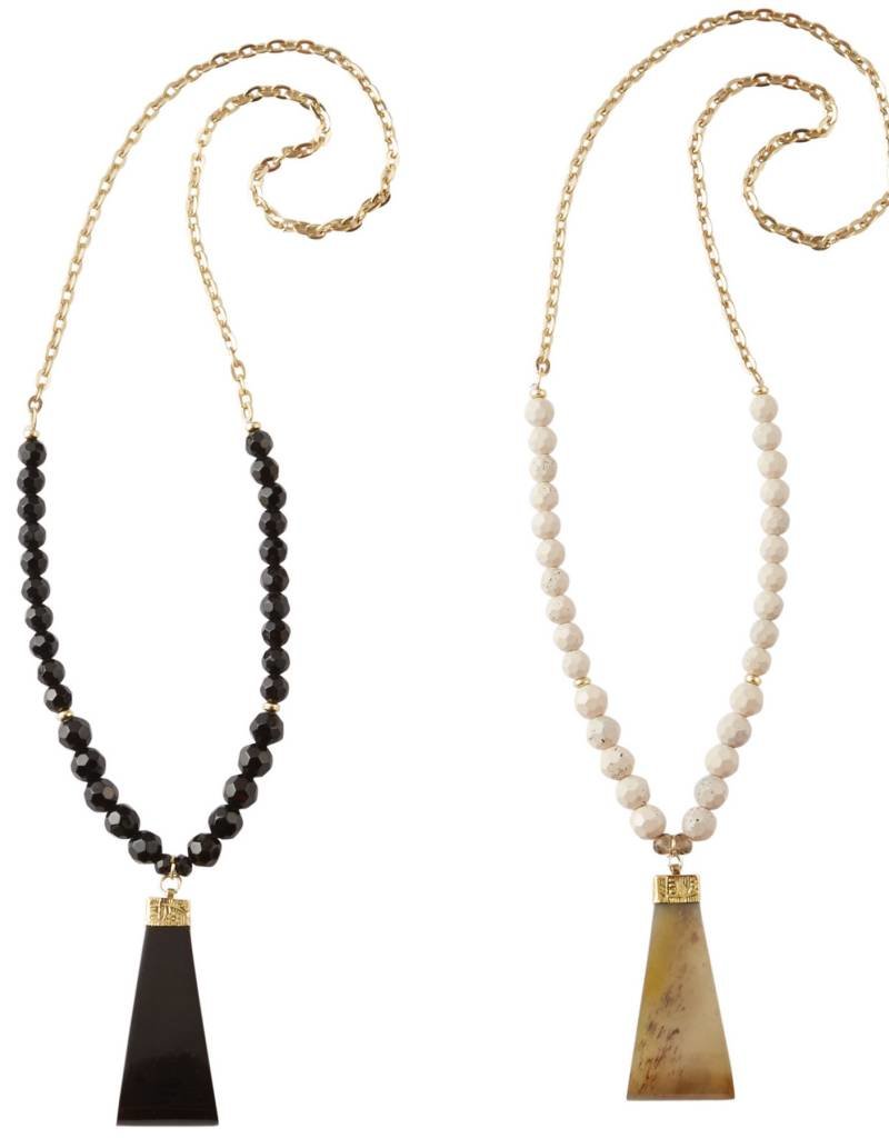 MUD PIE BEADED HORN NECKLACE