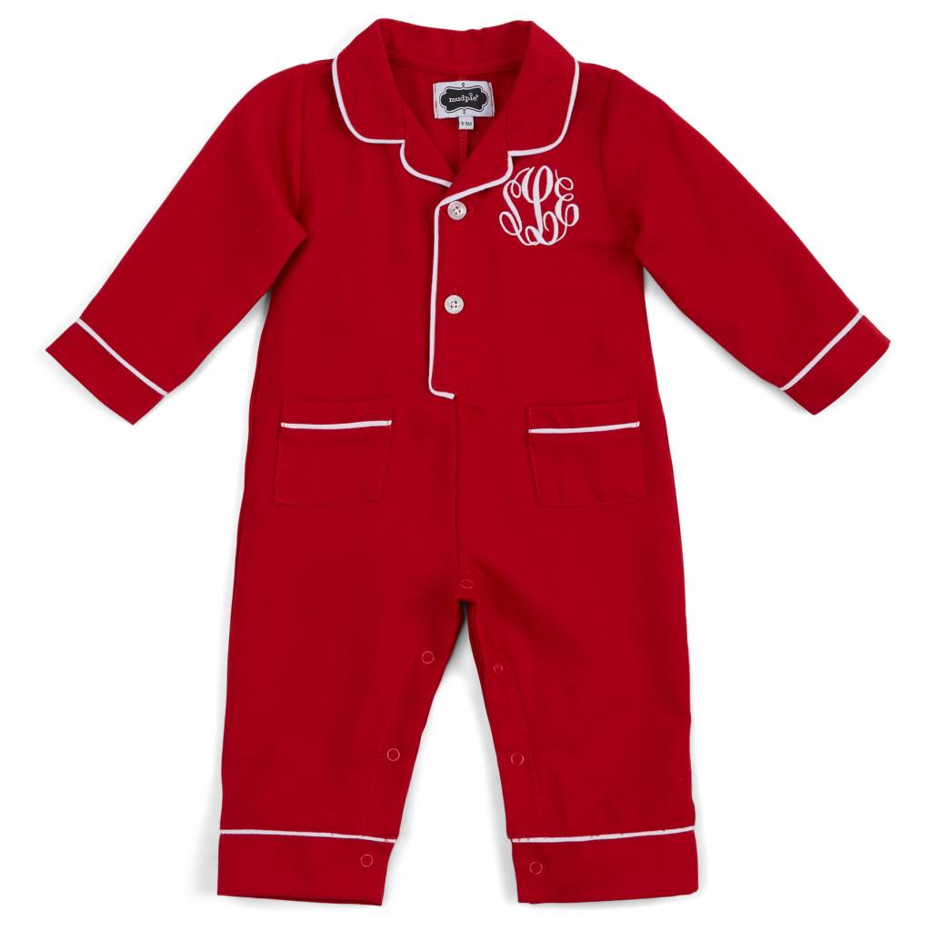 MUD PIE RED PAJAMA ONE-PIECE MUD PIE RED PAJAMA ONE-PIECE