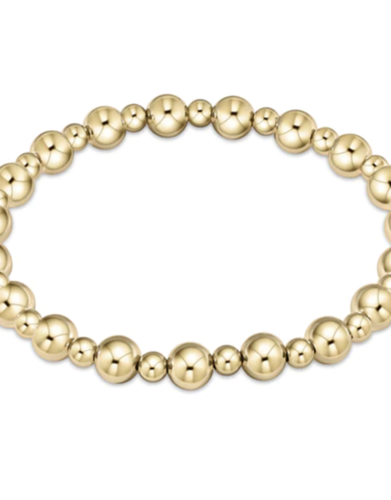 CLASSIC GRATEFUL PATTERN 6MM BEAD BRACELET-GOLD