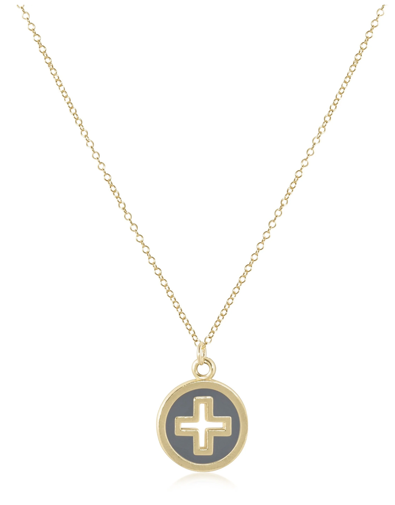 ENEWTON 16" NECKLACE GOLD - SIGNATURE CROSS GOLD DISC - GREY