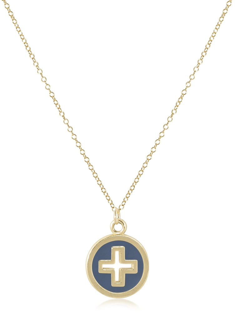 ENEWTON 16" NECKLACE GOLD - SIGNATURE CROSS GOLD DISC - NAVY