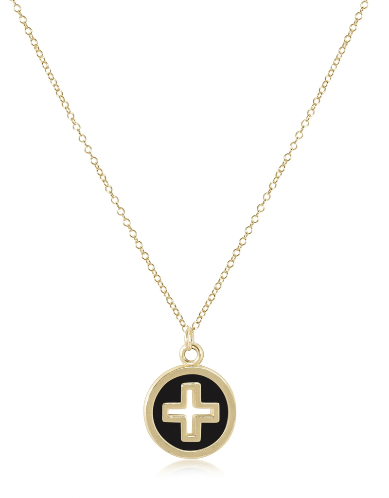 ENEWTON 16" NECKLACE GOLD - SIGNATURE CROSS GOLD DISC - ONYX