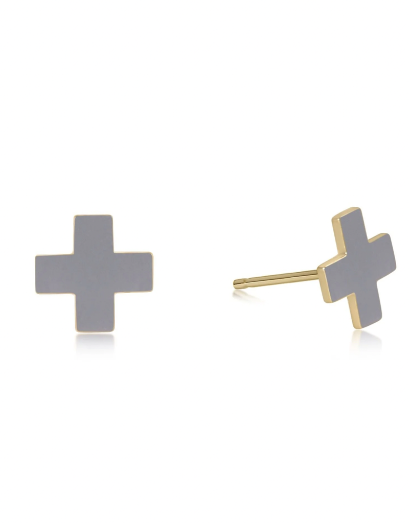 ENEWTON SIGNATURE CROSS GOLD STUD-GRAY