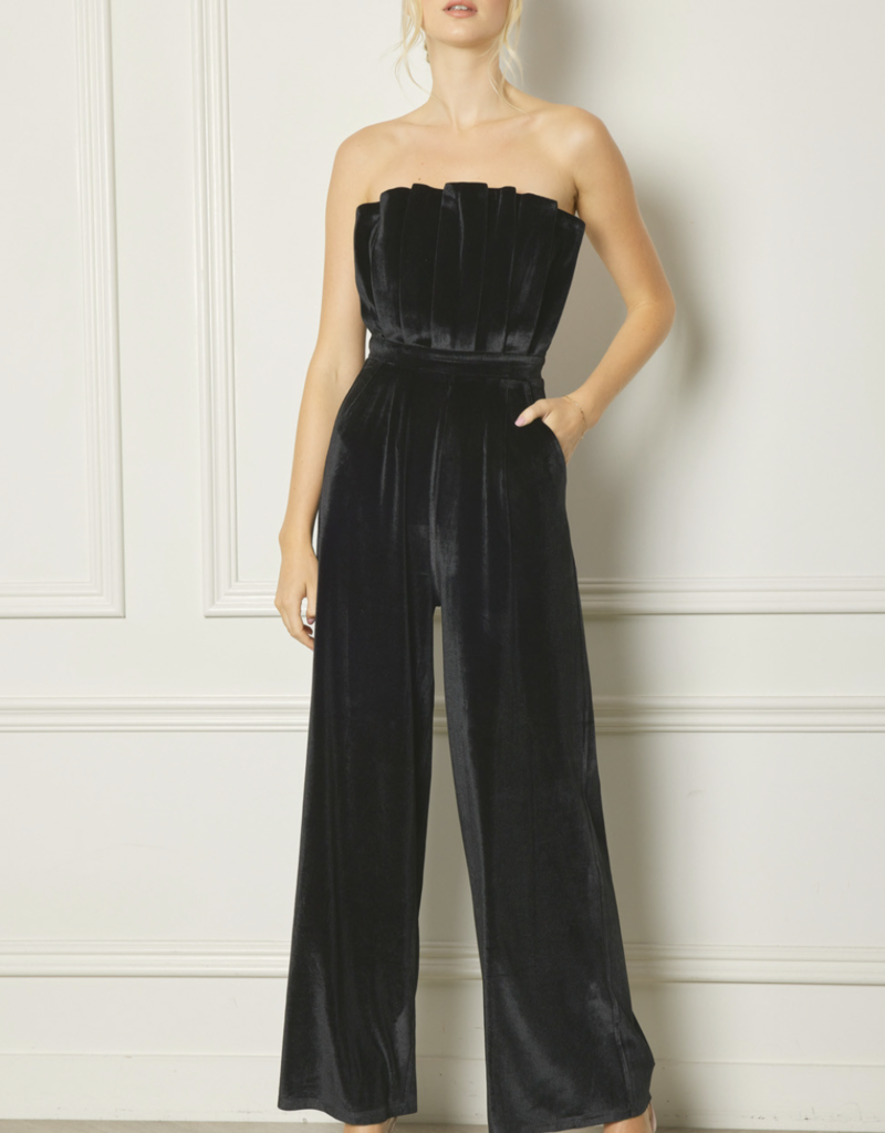 HARRAH VELVET JUMPSUIT-BLACK