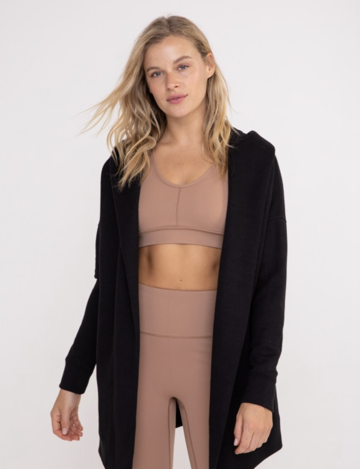 MONO B LONG LINE OPEN FRONT STRIPE CARDIGAN MONO B LONG LINE OPEN FRONT STRIPE CARDIGAN