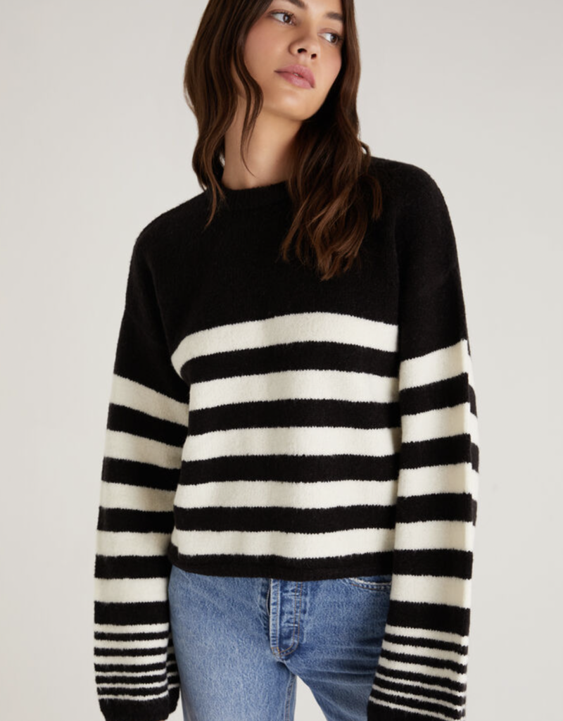 Z SUPPLY ALIVIA STRIPED SWEATER-BLACK