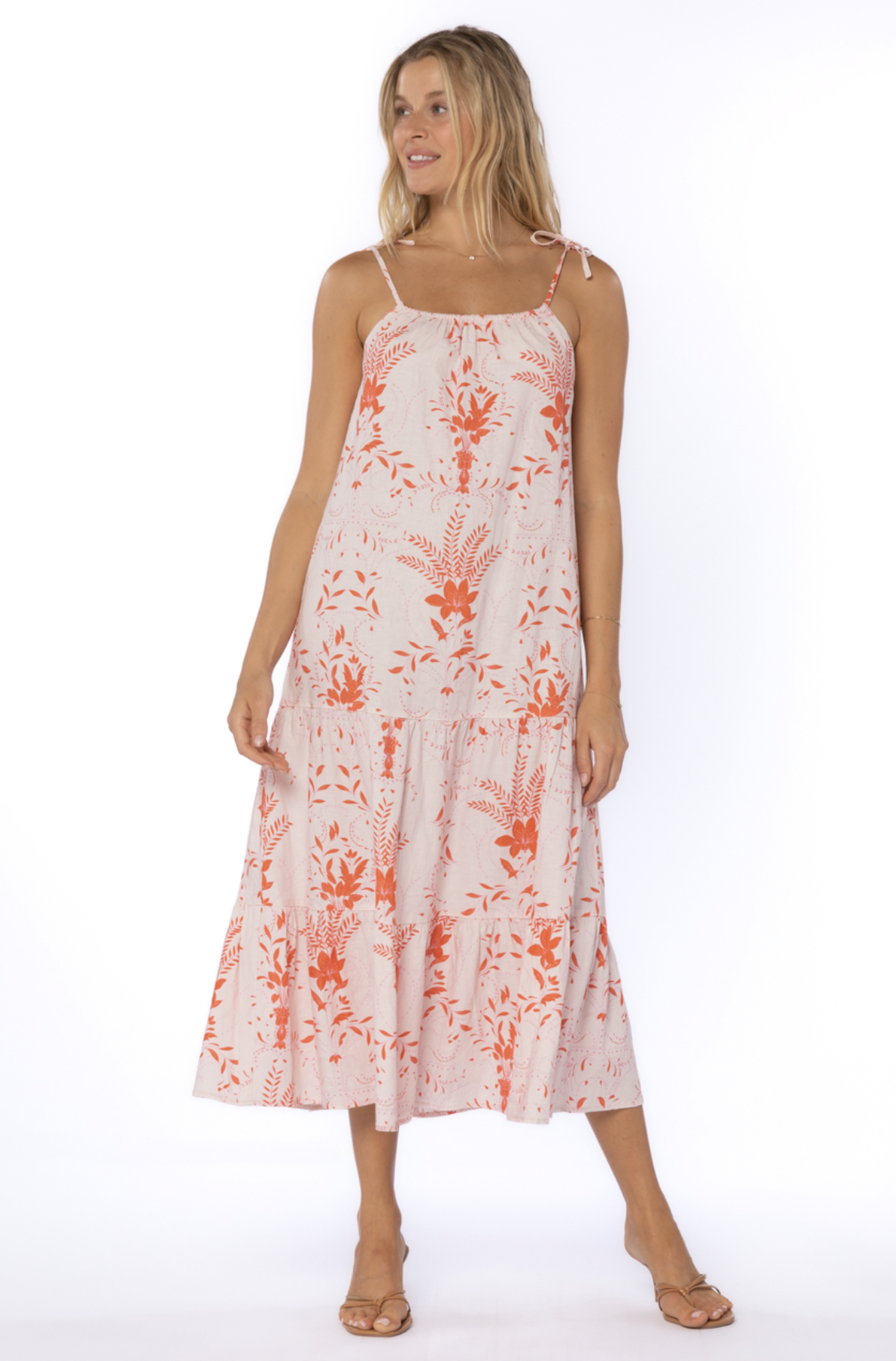 VELVET HEART RUBY SUNDRESS-PINK ORANGE FLORAL VELVET HEART RUBY SUNDRESS-PINK ORANGE FLORAL