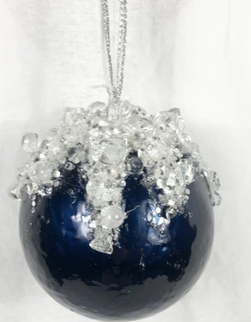 4.5" ICY BALL ORNAMENT-BLUE