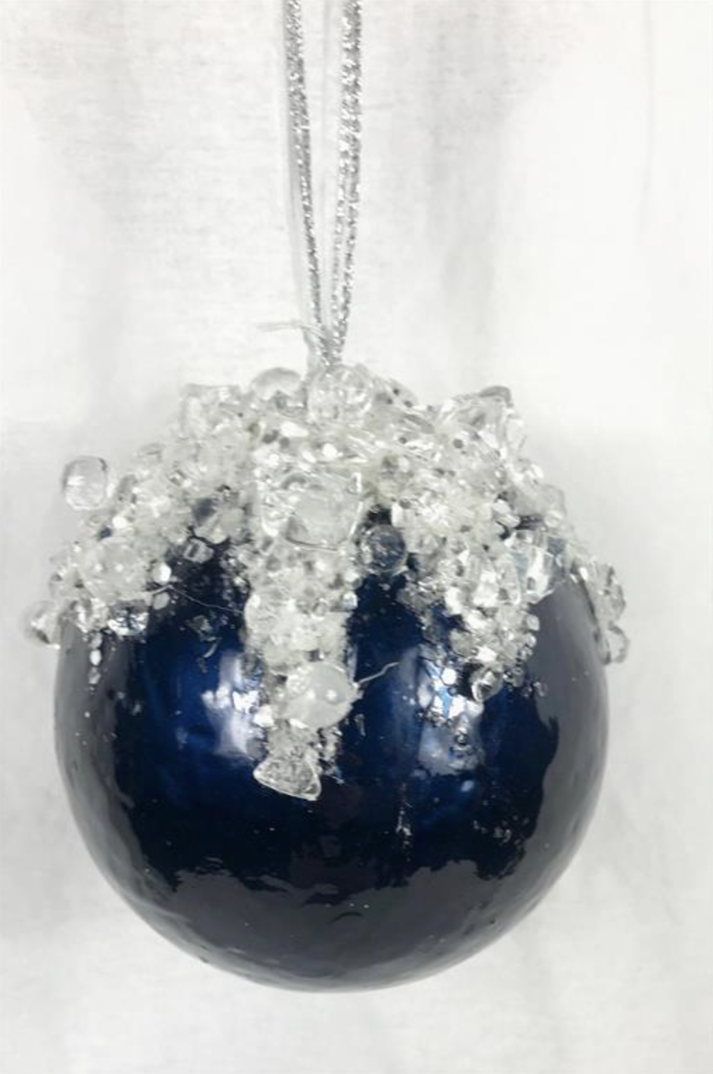 4.5" ICY BALL ORNAMENT-BLUE