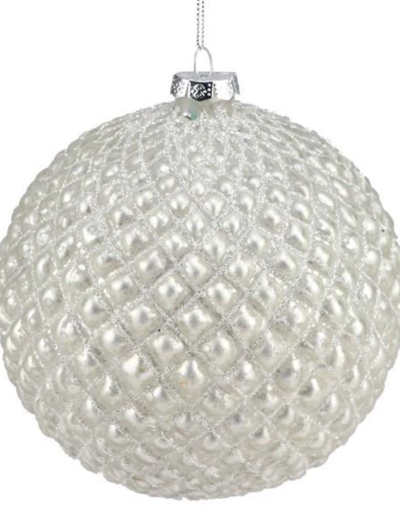LG MOLDED SILVER GLASS BALL ORNAMENT