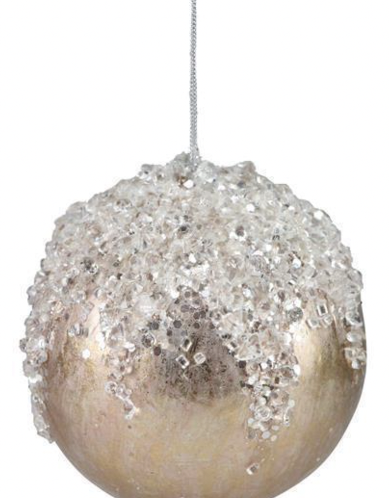 4.5" ICY BALL ORNAMENT-ROSE GOLD