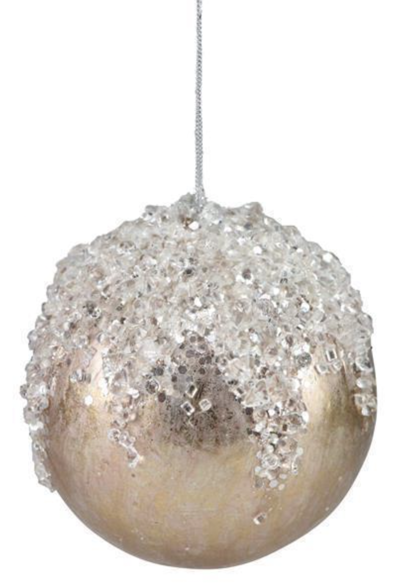 4.5" ICY BALL ORNAMENT-ROSE GOLD