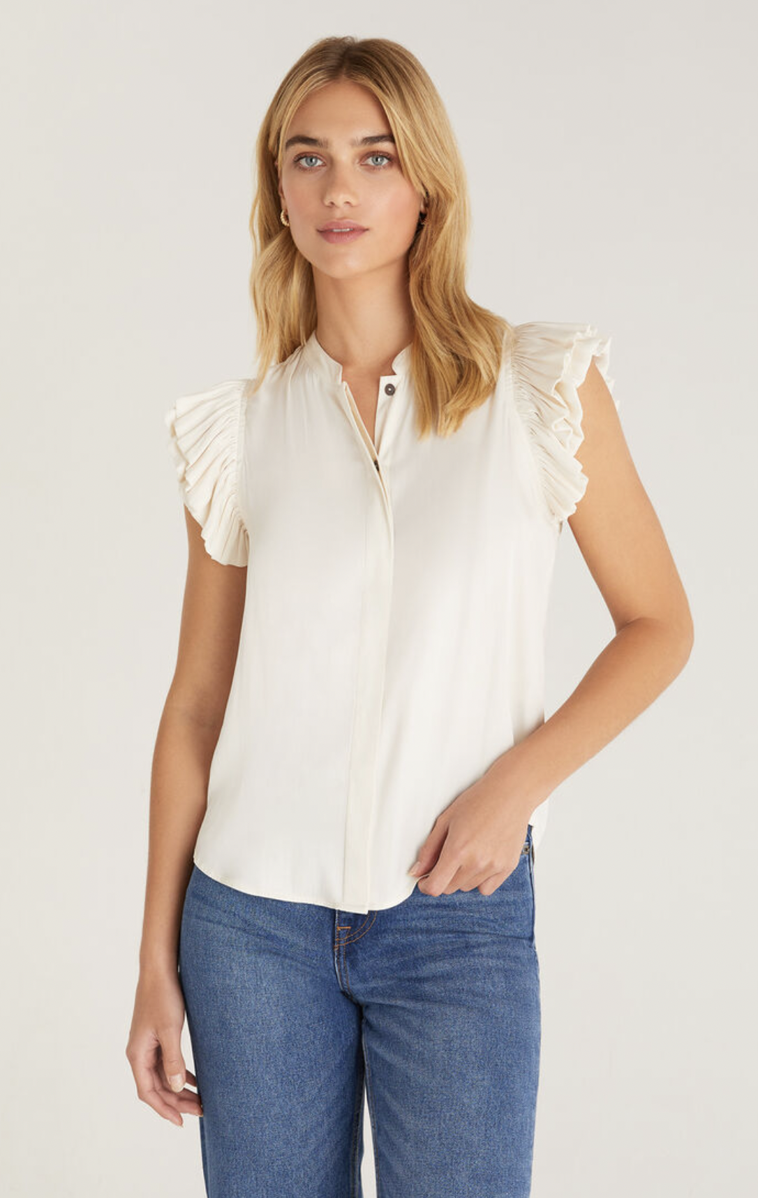Z SUPPLY DALIA RUFFLE SLEEVE TOP-ADOBE WHITE Z SUPPLY DALIA RUFFLE SLEEVE TOP-ADOBE WHITE