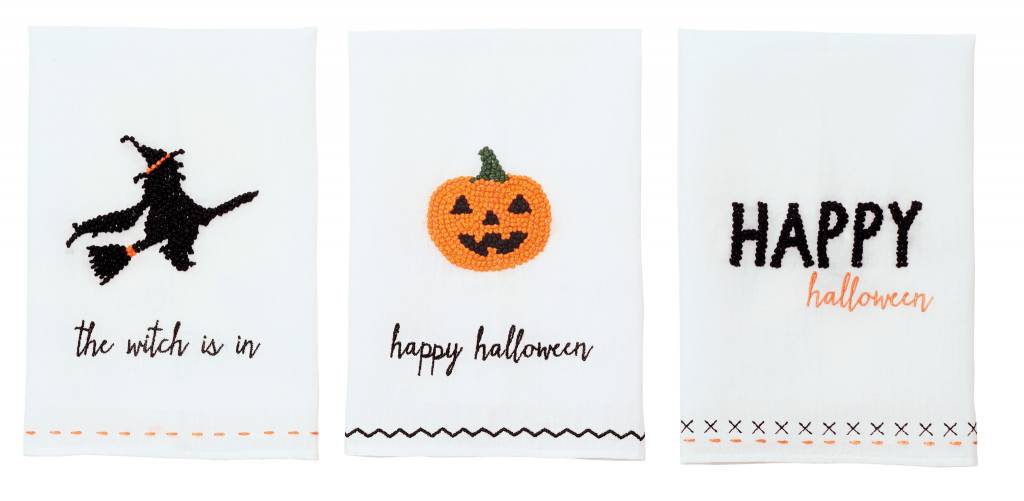 MUD PIE HALLOWEEN FRENCH KNOT TOWELS MUD PIE HALLOWEEN FRENCH KNOT TOWELS