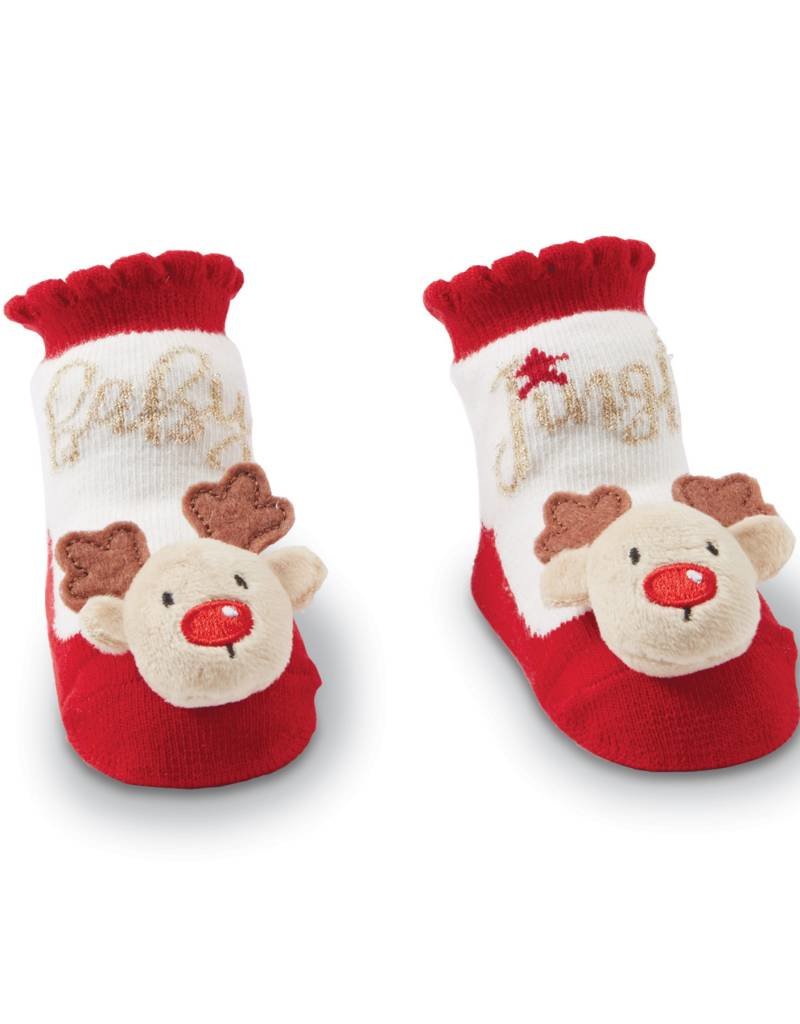 MUD PIE SANTA OR REINDEER RATTLE TOE SOCKS