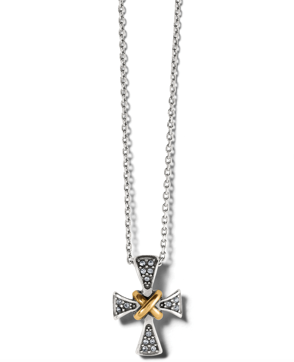 BRIGHTON MERIDIAN TWO TONE MINI CROSS NECKLACE BRIGHTON MERIDIAN TWO TONE MINI CROSS NECKLACE