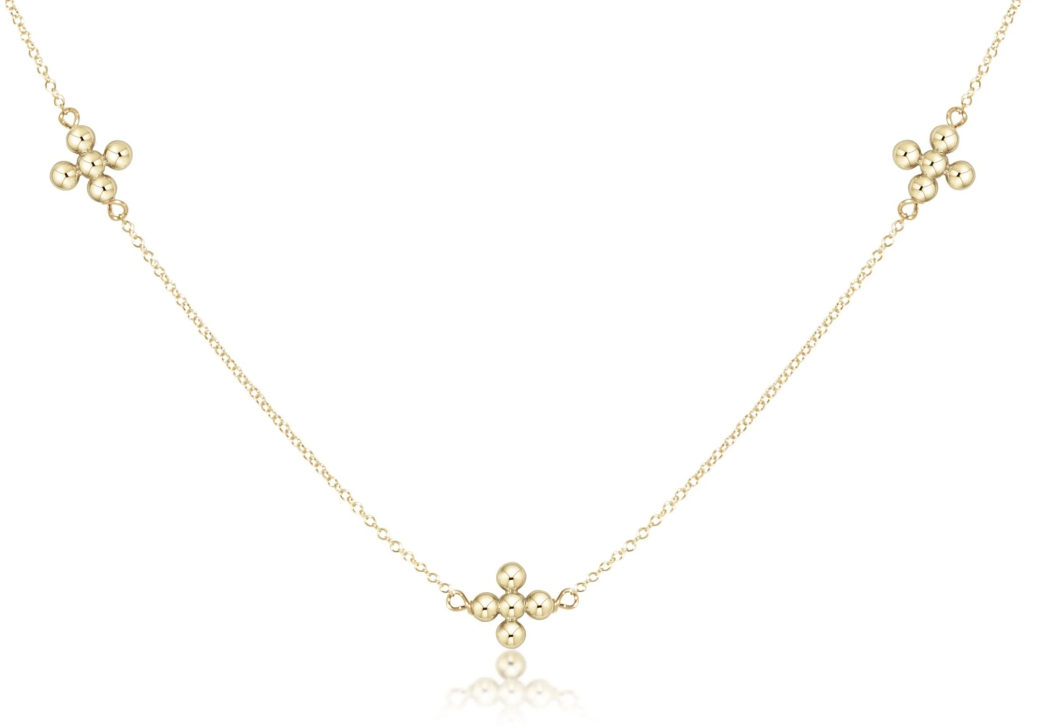 ENEWTON 15" CHOKER SIMPLICITY CHAIN GOLD-CLASSIC BEADED SIGNATURE CROSS GOLD