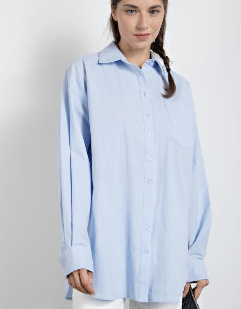 GINNY LOOSE FIT COTTON SHIRT-PERI BLUE