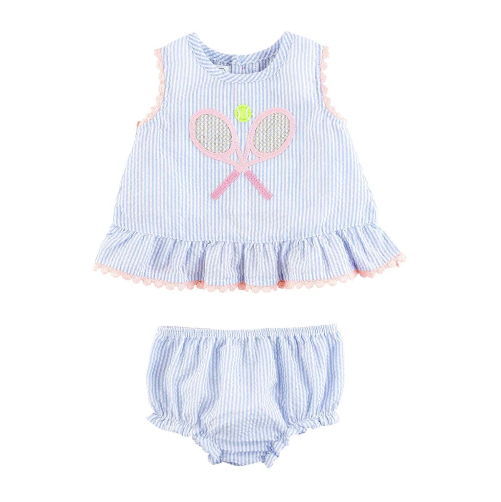 MUD PIE TENNIS SEERSUCKER PINAFORE SET MUD PIE TENNIS SEERSUCKER PINAFORE SET