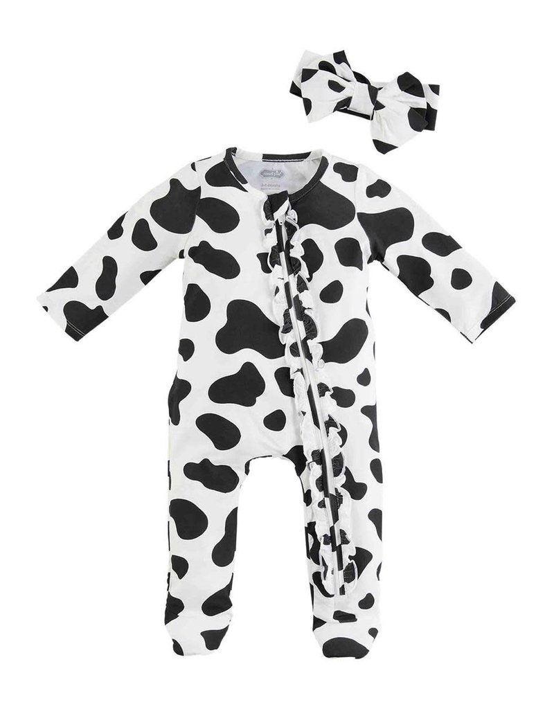 MUD PIE COW SLEEPER AND HEADBAND SET