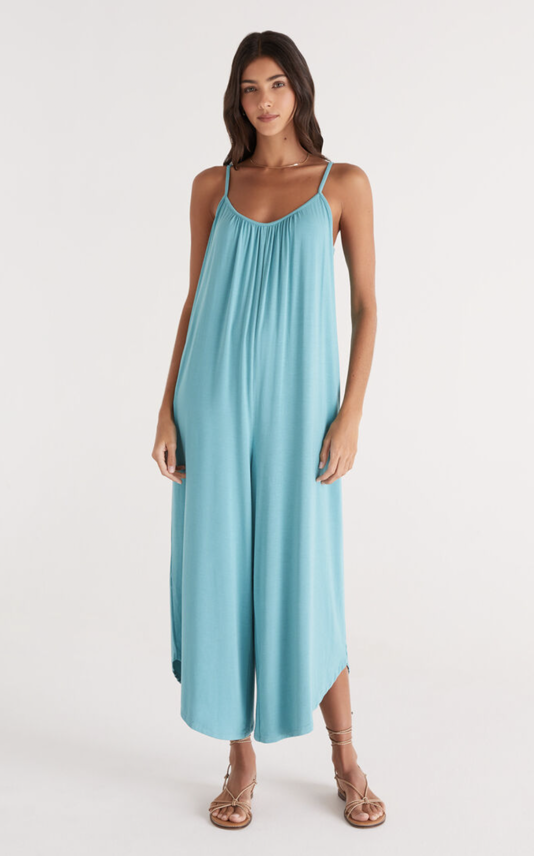 Z SUPPLY THE FLARED JUMPSUIT-CABANA TEAL