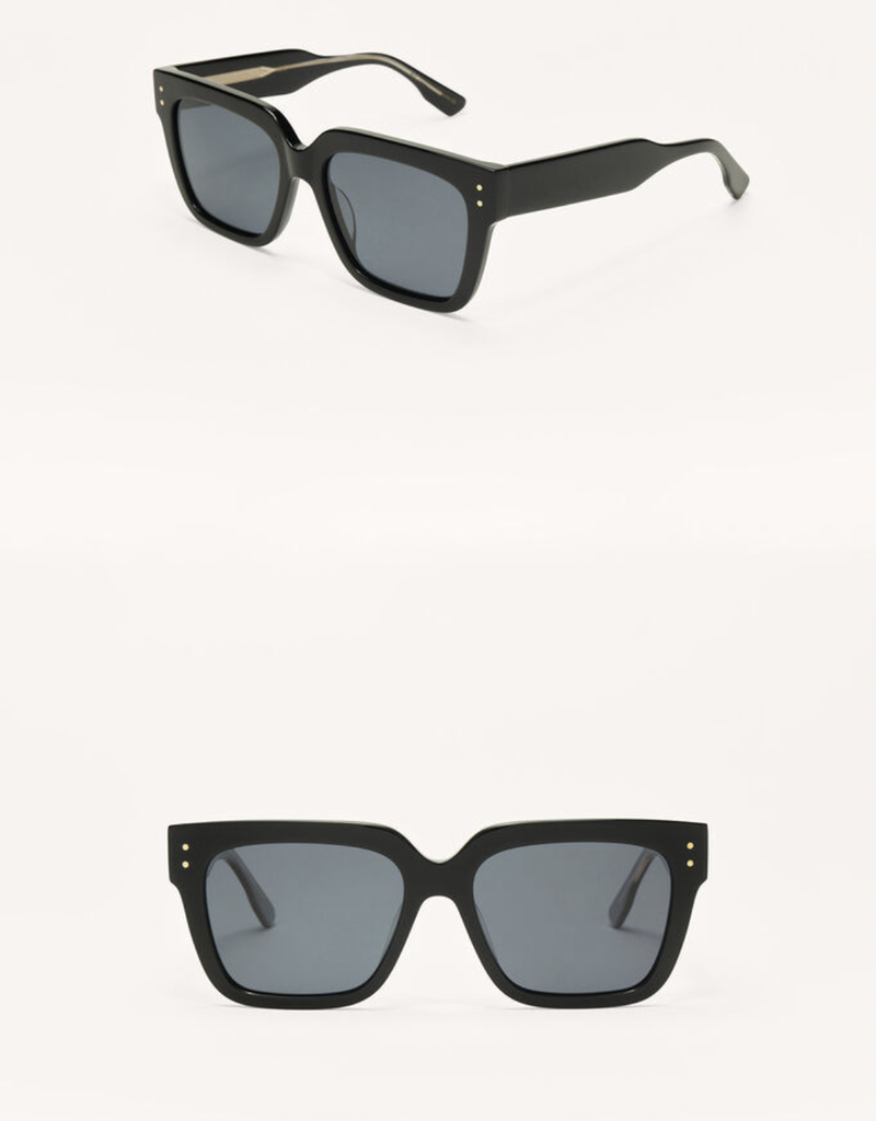 Z SUPPLY BRUNCH TIME SUNGLASSES-POLISHED BLACK-GREY