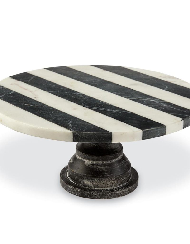 MUD PIE BLACK & WHITE MARBLE CAKE PEDESTAL