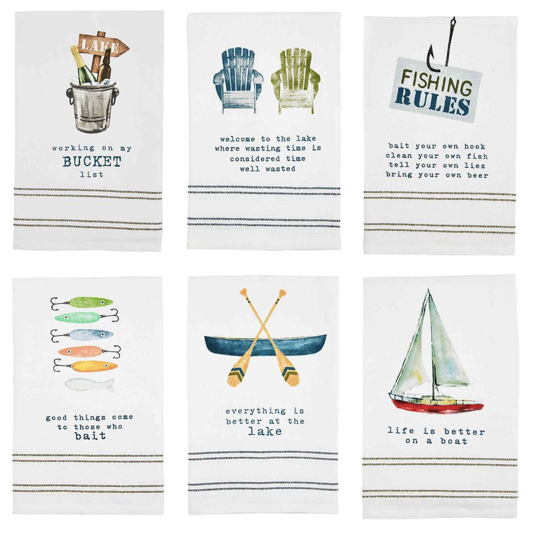 MUD PIE LAKE WATERCOLOR TOWELS MUD PIE LAKE WATERCOLOR TOWELS