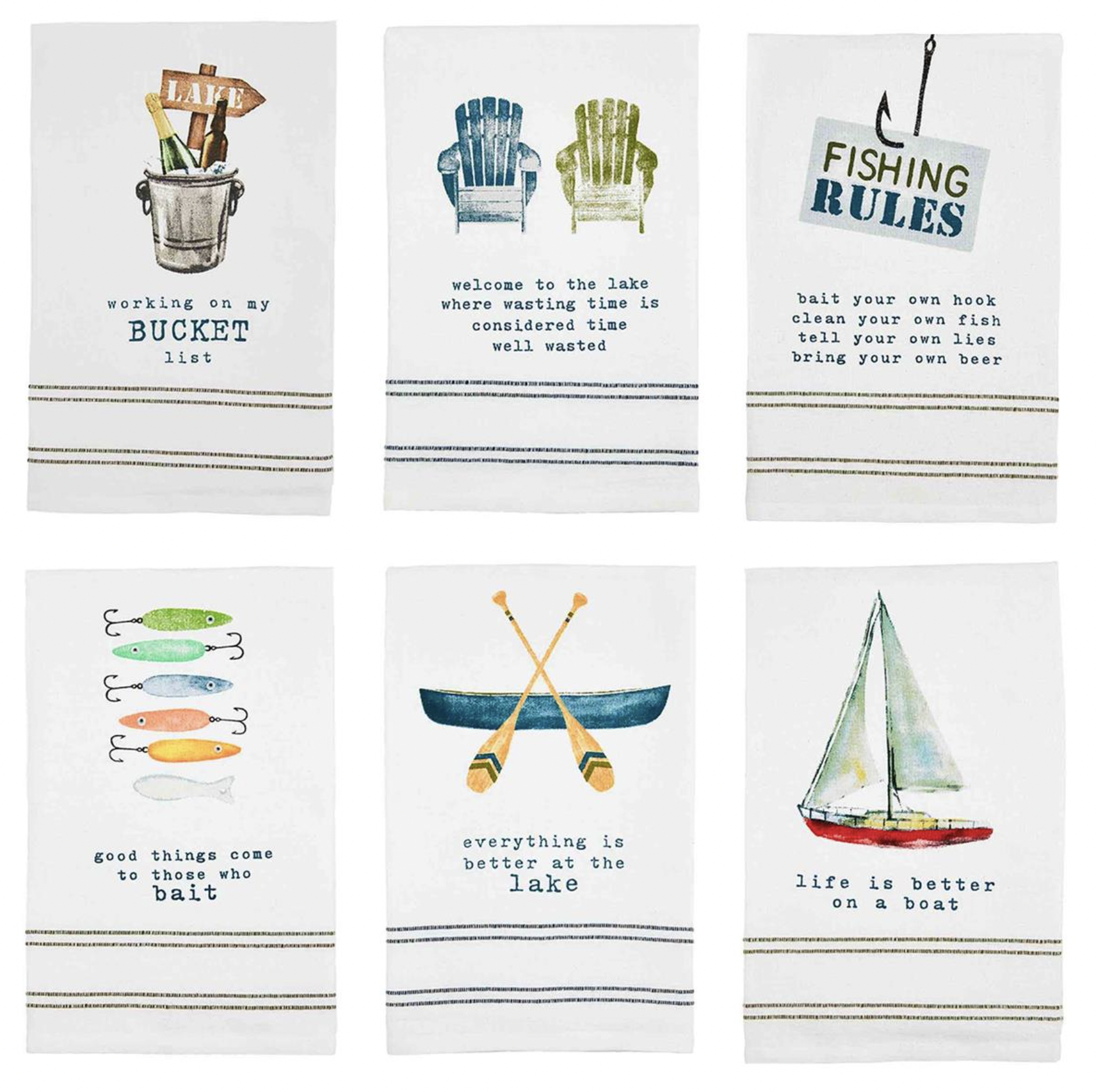 MUD PIE LAKE WATERCOLOR TOWELS