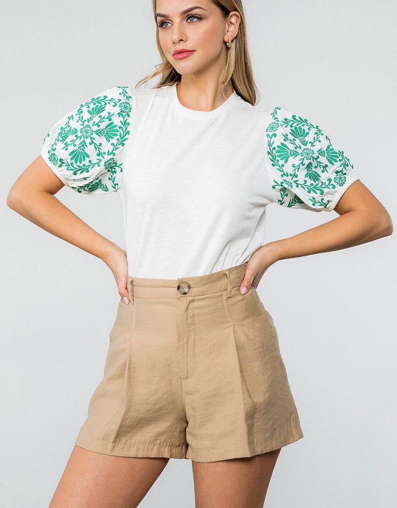 THML ARIANNA EMBROIDERED SLEEVE TOP