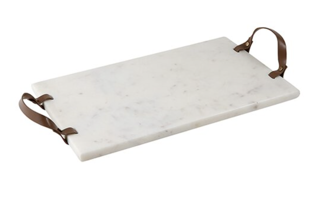 MARBLE BOARD WITH LEATHER HANDLES