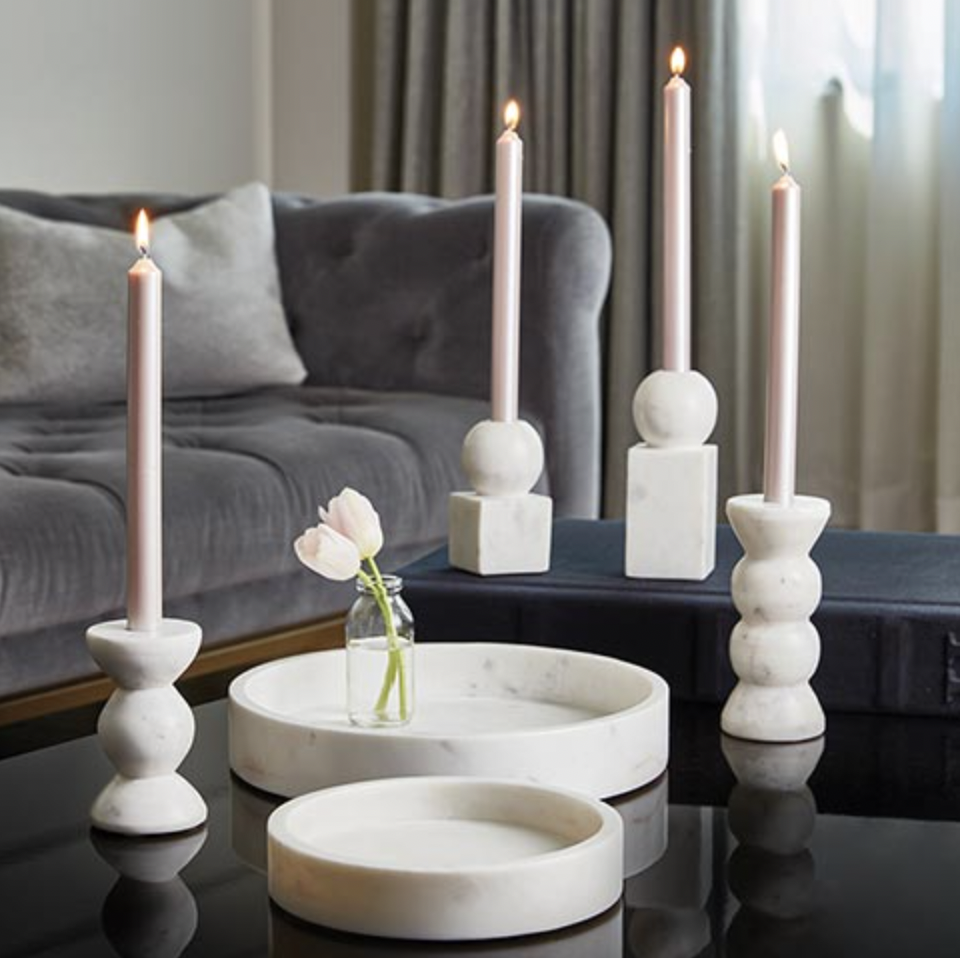 ROUND MARBLE TAPER CANDLE HOLDER