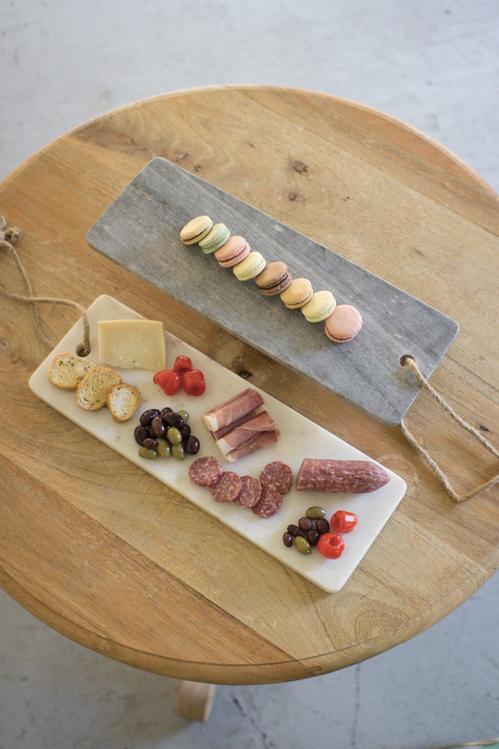 KALALOU MARBLE LONG CUTTING BOARDS WITH ROPE HANDLES