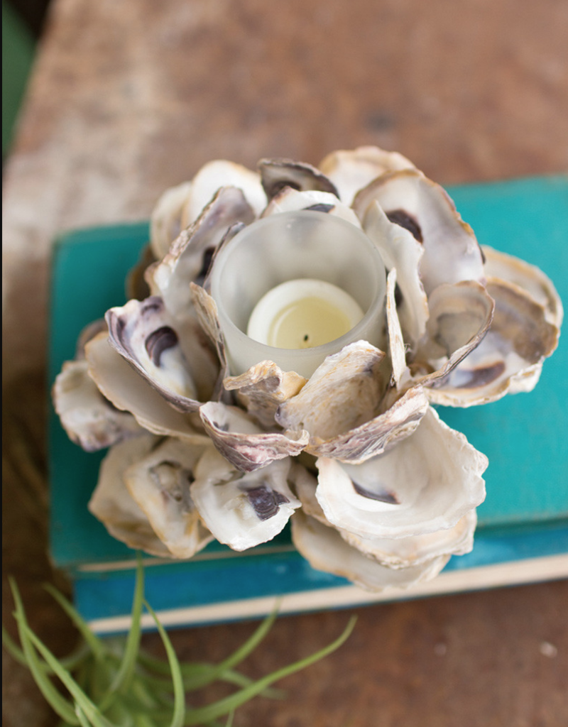 KALALOU OYSTER SHELL FLOWER VOTIVE HOLDER
