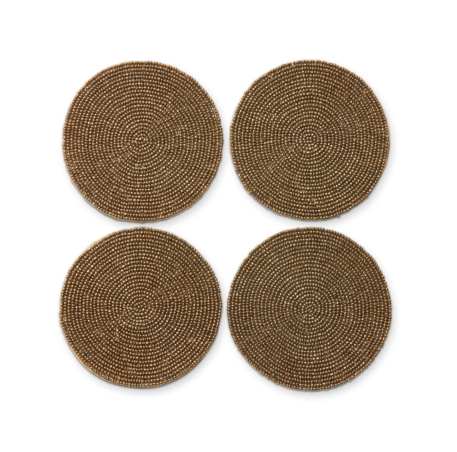 TAG ROUND BEADED COASTERS-ANTIQUE GOLD