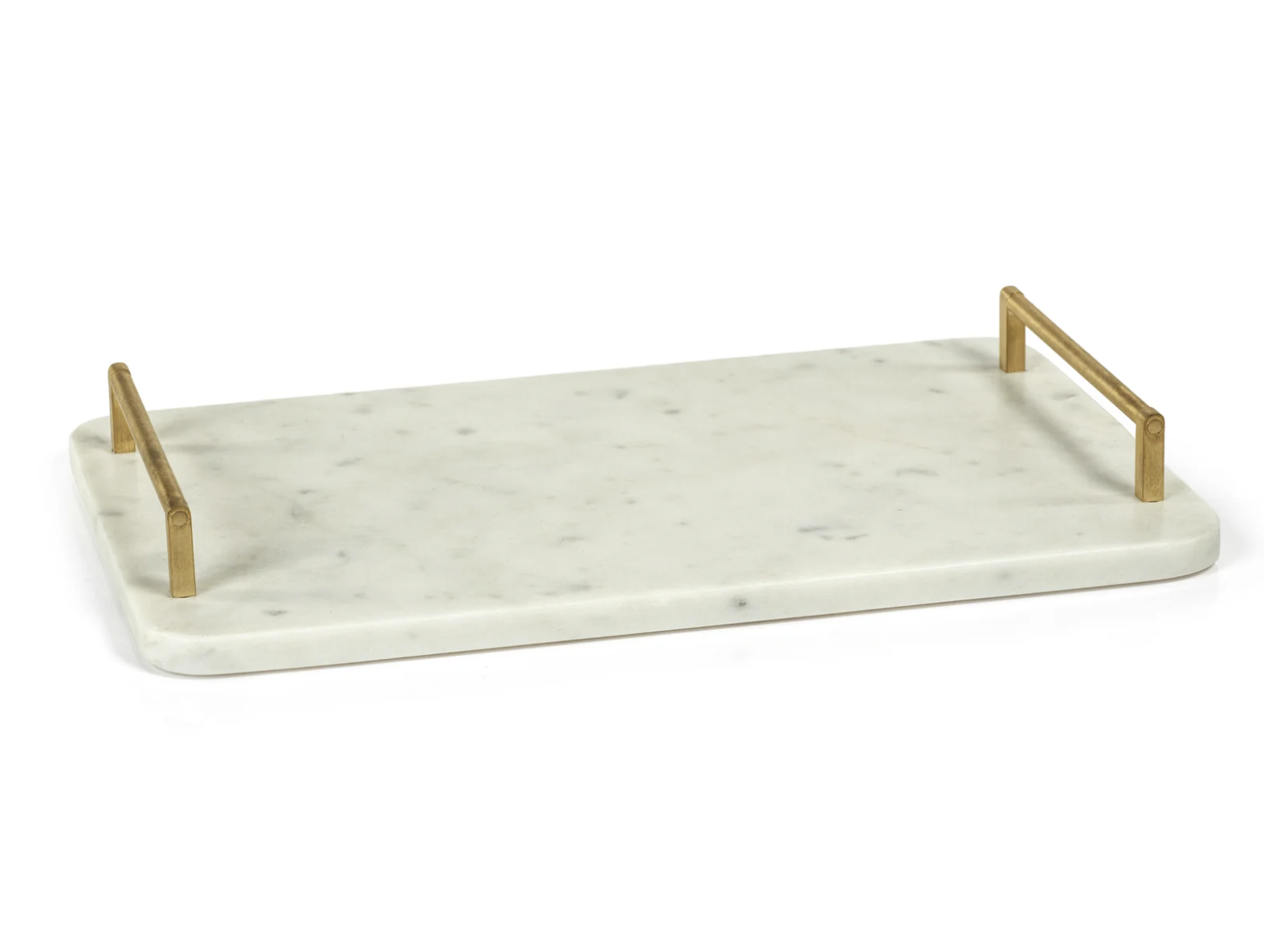 ZODAX ANDRIA MARBLE TRAY W/ GOLD METAL HANDLES