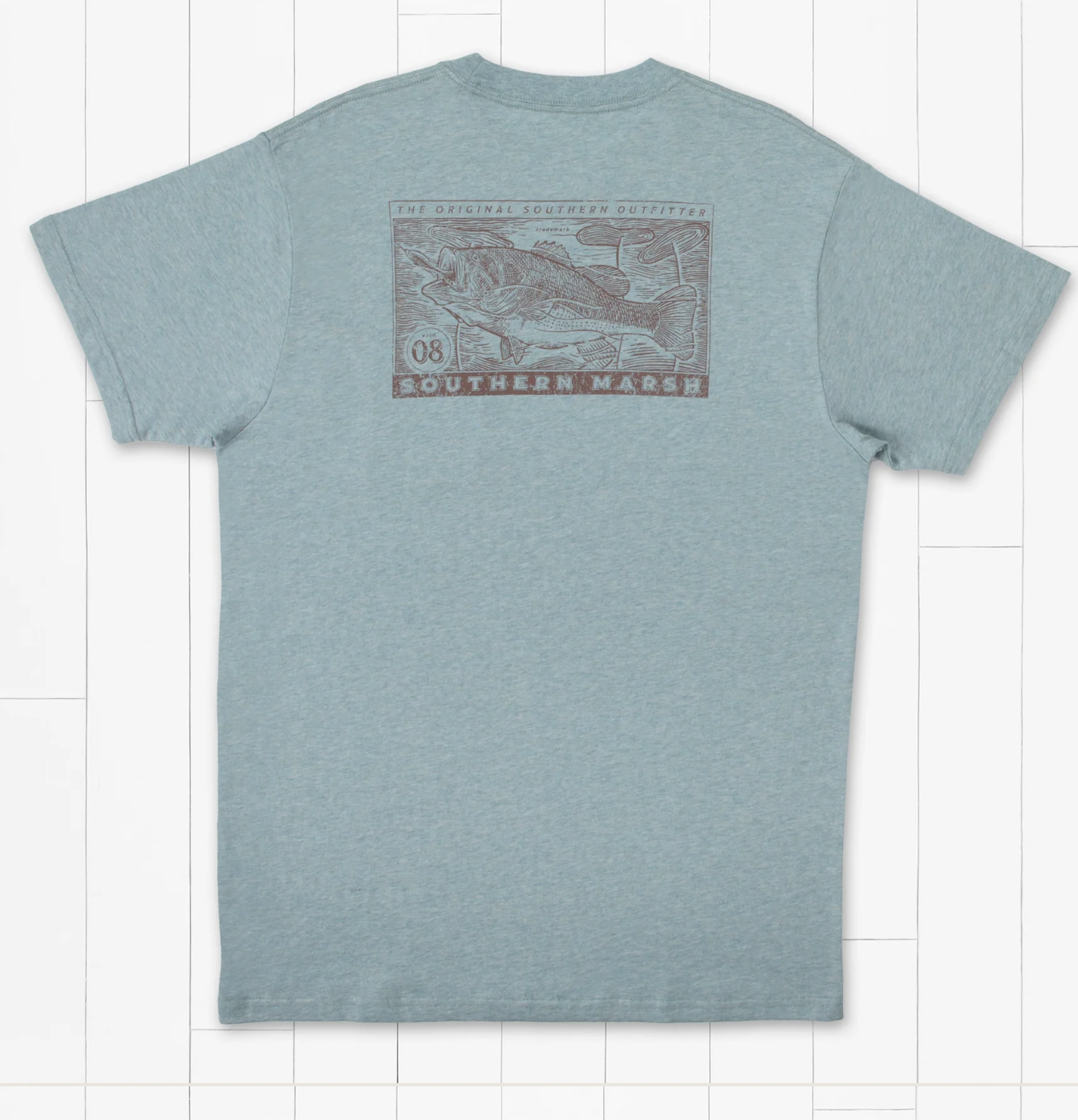 SOUTHERN MARSH ETCHED BASS SS TEE-WASHED MOSS BLUE SOUTHERN MARSH ETCHED BASS SS TEE-WASHED MOSS BLUE